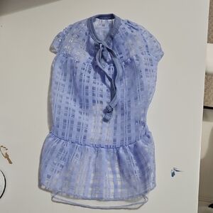 NWOT Pet Dress Light Blue Sheer Plaid